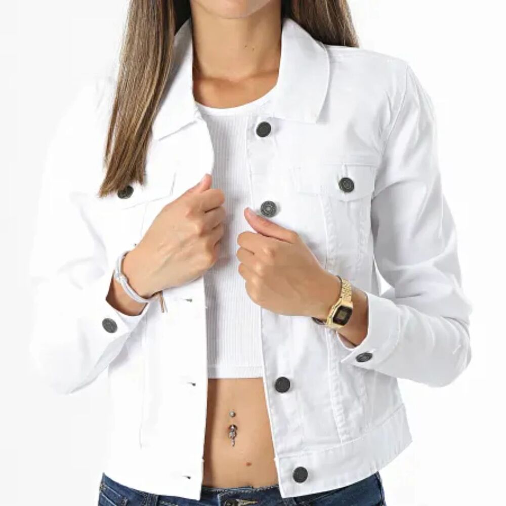 NOISY MAY Denim‎ Cropped Jacket White Large